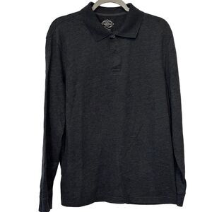St. John's Bay Men's Gray Long Sleeve Polo Shirt Size M